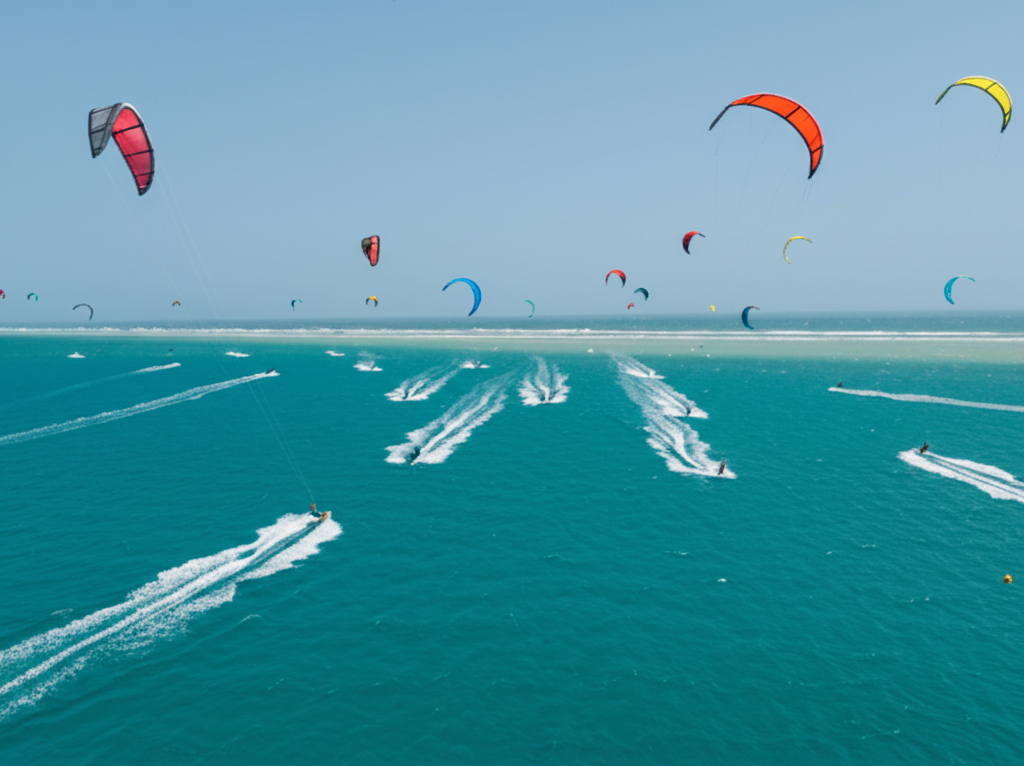 Kitesurfing aerial view